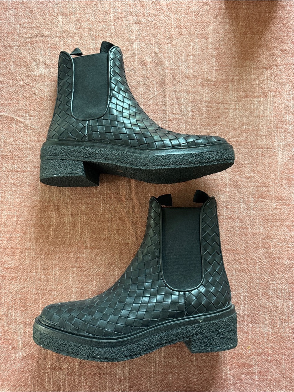Loeffler Tandall Black Woven Chelsea Boots - Women's Fashion Ankle Boot